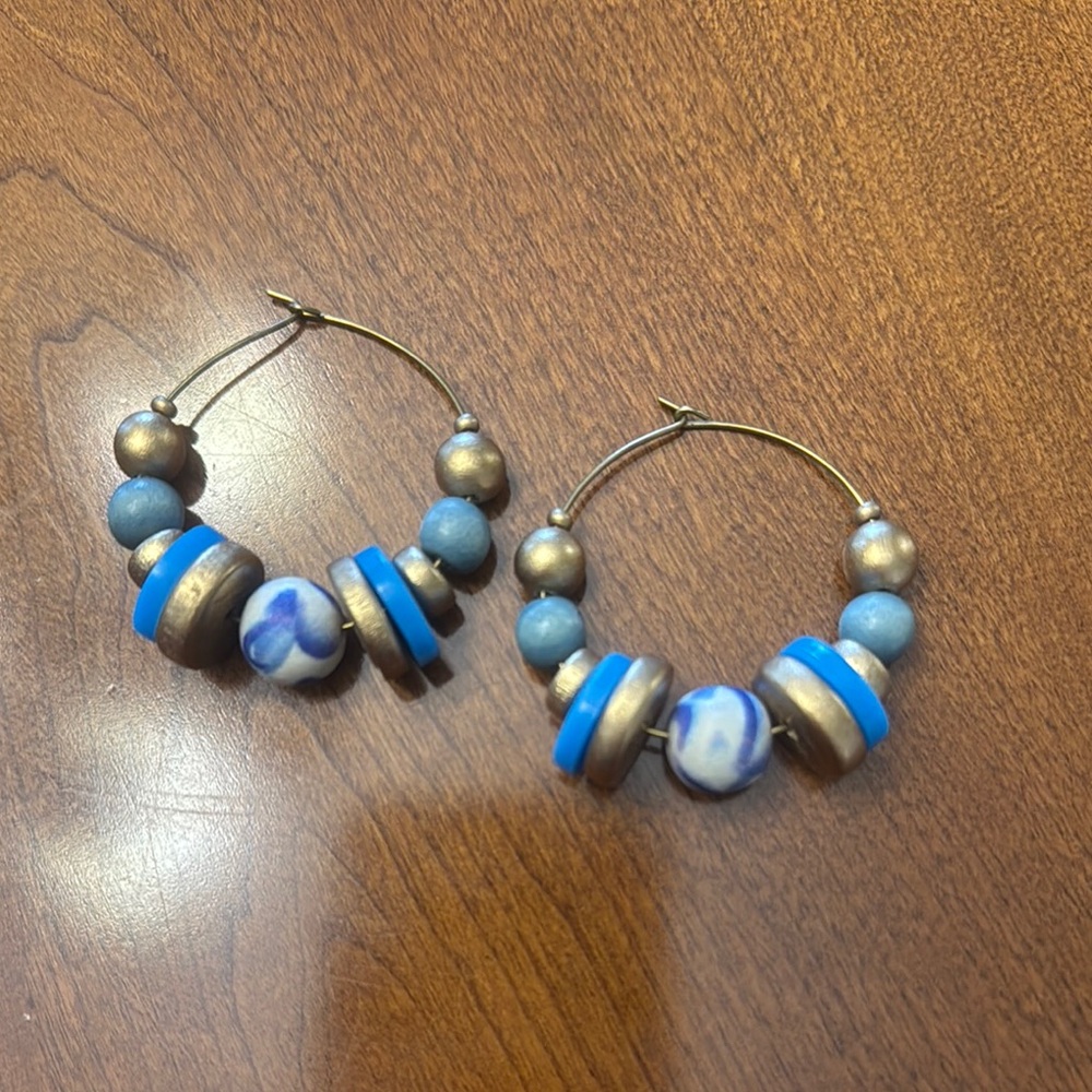 Chic Blue and Gold Bohemian Earrings